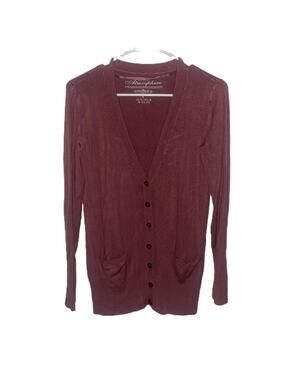 Atmosphere Burgundy Button Front Grandpa Core Cardigan Size 8 Vintage Chic